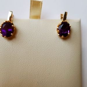 Amethyst 14 K gold earrings